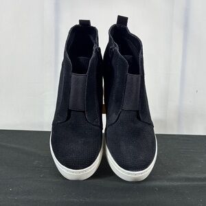 Steve Madden Black Flavy Wedge Sneakers with White Sole